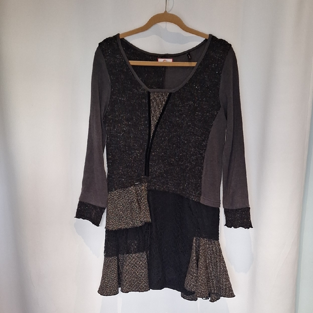 Joe Browns Black and Gray Patchwork Mixed Media Dress Size 8